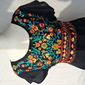 Star India Embroidered Black Maxi Dress Size M